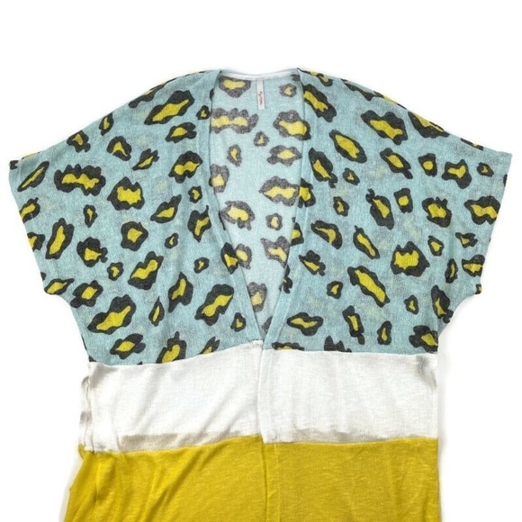 My Story Sweaters - My Story Womens Cardigan, Blue White Yellow Wrap